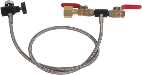 Vista 7 de CGA-320 Adaptador de recarga de cilindro de CO2 Conector de botella Accesorios para fabricante de refrescos de CO2 con manguera para llenado de soda
