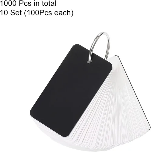 Vista 3 de PATIKIL Tarjetas de índice en blanco con anillo, 1000 tarjetas flash en blanco de 2.8 x 1.6 pulgadas, cartulina de notas de estudio para aprendizaje