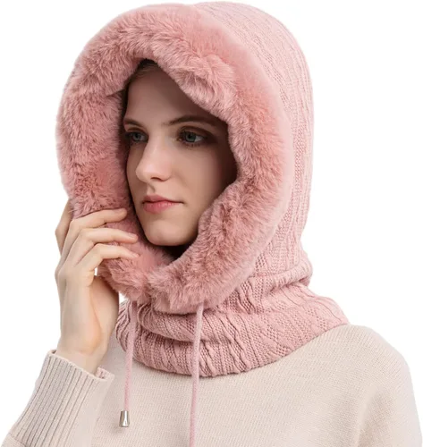 Vista 64 de HUAMULAN Gorro de invierno de una pieza para mujer, pasamontañas de forro polar, pasamontañas, máscara facial, bufanda, orejeras, esquí, nieve