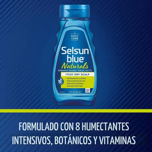 Vista 4 de Selsun Blue Naturals - Champú para la caspa con picazón en el cuero cabelludo seco, 11 onzas, paquete de 5
