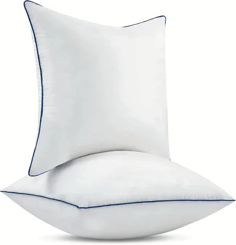 Vista 2 de Juego de 2 rellenos de almohada de 20 x 20 pulgadas, funda de 100% algodón, cojines decorativos cuadrados para sofá, silla o cama