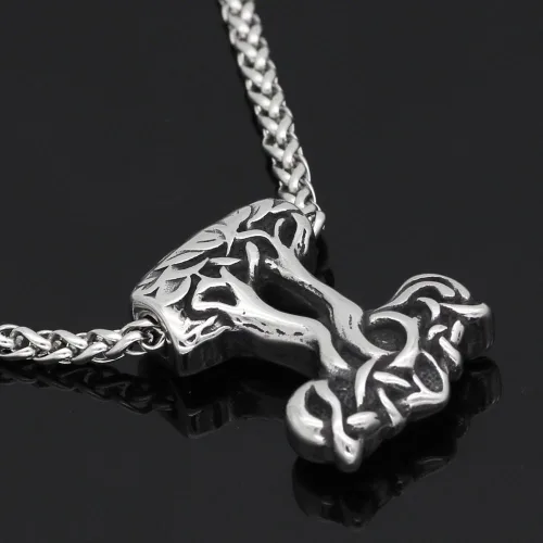 Vista 3 de GuoShuang hombres acero inoxidable norse viking Yggdrasil árbol de la vida amuleto colgante collar viking joyería