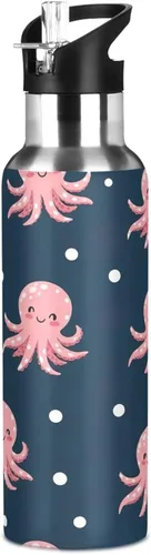 Vista 8 de Cute Pink Cartoon Octopuses Stainless Steel Water Bottle 32 Oz, BPA-Free Sport Water Bottle Insulated Leakproof Water Bottles