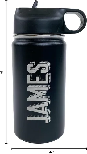 Vista 6 de The Crafty Engineer Botella de agua personalizada para niños (negro)
