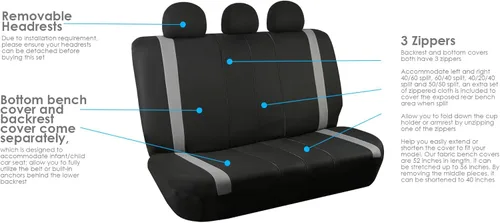 Vista 6 de FH Group Tres filas de 7 plazas, fundas de asiento modernistas de alta calidad, se adaptan a la mayoría de automóviles, camiones, SUV y camionetas