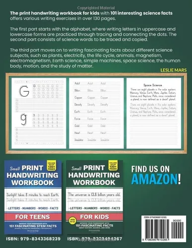 Vista 2 de The Print Handwriting Workbook for Kids Improve your Penmanship with 101 Interesting Science Facts