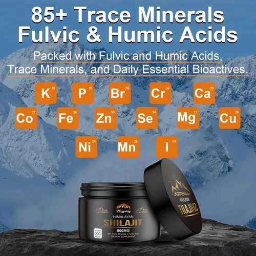 Vista 3 de Shilajit Resina Orgánica Pura del Himalaya - 800mg Resina Shilajit Grado Oro con Ácido Fúlvico y Más de 85 Complejo de Oligoelementos para Energía