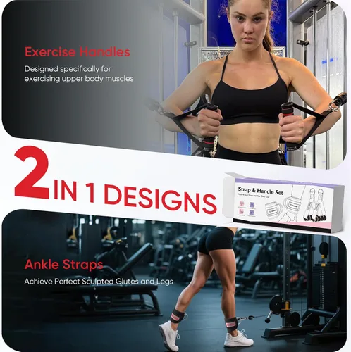 Vista 7 de FitBeast Sistema de poleas para gimnasio y tobillo y asas de gimnasio, sistema de polea de peso para gimnasio LAT Pulldown, correa de tobillo