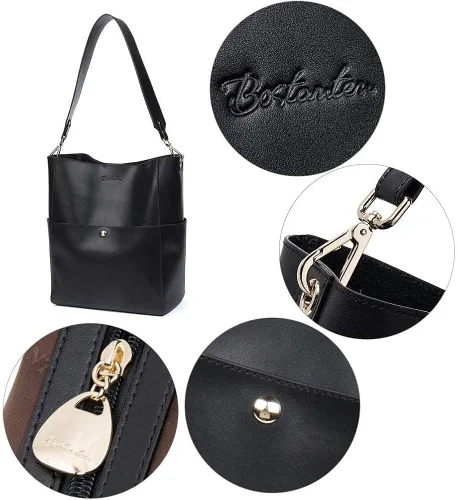 Vista 4 de BOSTANTEN - Bolsos de piel para mujer, con cierre RFID, cierre de cremallera, tarjetero para teléfono