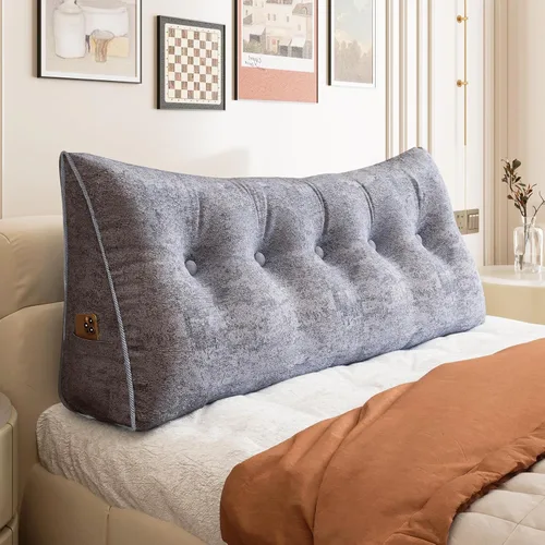 Vista 55 de Almohada de cuña doble gruesa de 8 libras para cabecero de dormitorio universitario, almohada de cuña de terciopelo con respaldo triangular