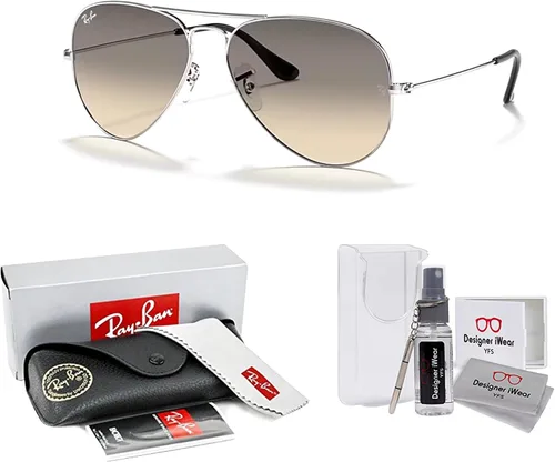 Vista 8 de Ray-Ban RB3025 - Lentes de sol de aviador de metal para hombre y mujer + paquete con kit de cuidado de gafas iWear de diseñador