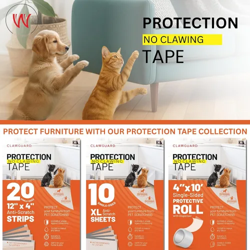 Vista 7 de CLAWGUARD Cinta protectora de arañazos para gatos y perros, 10 hojas XL