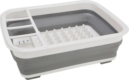Vista 6 de Kitchen Details Escurridor plegable para platos Ahorro de espacio Agujeros de drenaje de bases aireadas Platos, cuencos, compartimentos