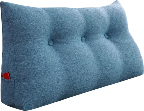 Vista 37 de Almohada de cuña acolchada de 8 libras para cabecero, posicionador corporal en forma de triángulo, almohada de lectura para la cama, almohada