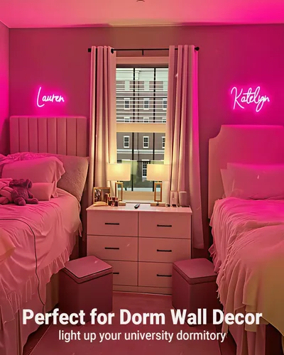 Vista 4 de Letrero de neón con nombre personalizado para decoración de pared de dormitorio, letreros LED personalizados con nombre para niñas, compañeros