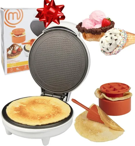 Vista 7 de MasterChef Máquina para hacer conos y tazones para gofres, incluye rodillo moldeador y prensa de cuencos, horneado casero, máquina de hierro