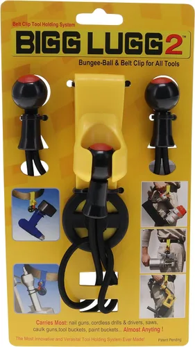 Vista 2 de Bigg Lugg BL2-3BM - Sistema de soporte para herramientas con clip para cinturón con 3 cuerdas elásticas de bola, paquete de 2 Secure Tool Carrying