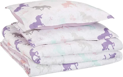 Vista 8 de Amazon Basics Juego de edredón y fundas de almohada para niños de microfibra suave para todas las estaciones, 2 piezas, tamaño individual, flores