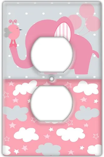 Vista 7 de Decorative Wall Switch Cover Plate - Baby Elephant in Pink Wall Decor Switch Plate - Cute Additional Nursery Room Decor for Girls and Baby Shower