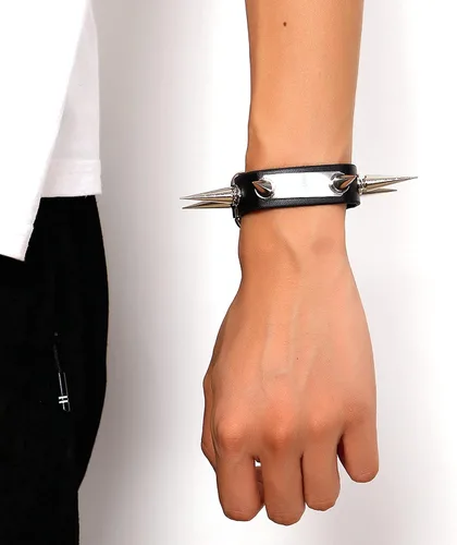 Vista 4 de Eigso Steampunk Retro Spike Cuff Bracelet para hombres y mujeres (negro)