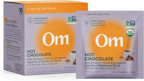 Vista 17 de Om Mushroom Superfood Mezcla de café en polvo de hongos, porción única, 10 unidades, granos arábica orgánicos, melena de león, cordyceps, cola