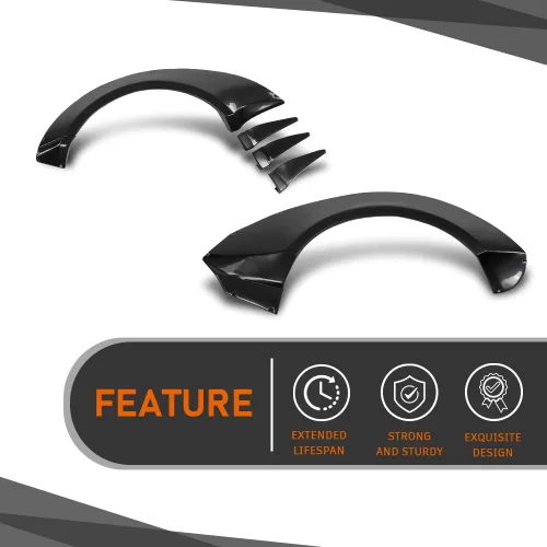 Vista 8 de CROSSDESIGN 4 guardabarros con canards delanteros compatibles con Chevy Camaro ZL1 2010-2015 MB estilo negro