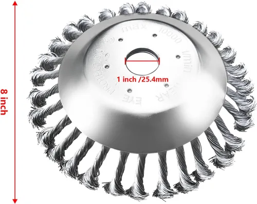 Vista 2 de Cabezal cortador de malezas de alambre de acero giratorio de 8 pulgadas con kit adaptador universal compatible con recortadoras de cuerdas