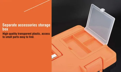 Vista 2 de Edward Tools Caja de herramientas de plástico resistente de 14 pulgadas - Cajas de accesorios superiores pequeñas - Mango de agarre - Bandeja