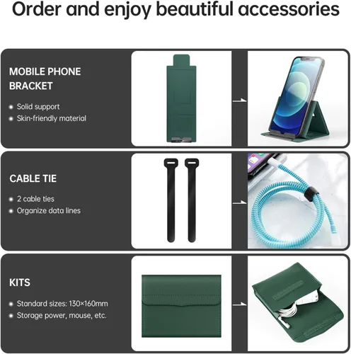 Vista 5 de IVY 11 12 pulgadas portátiles portátiles fundas con bolso portátil soporte para teléfono portátil bolsa de almacenamiento alfombrilla de ratón