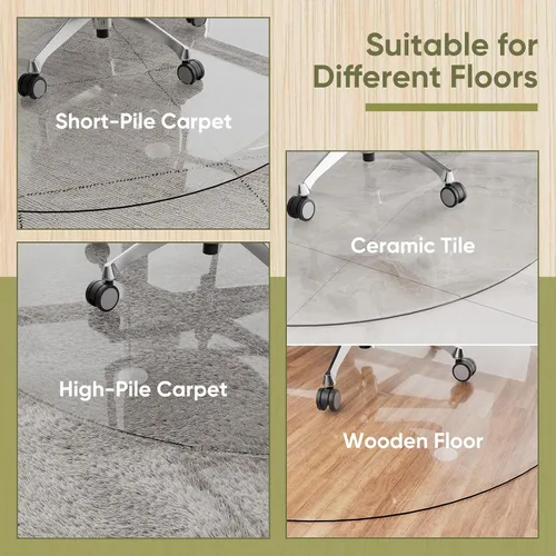 Vista 7 de Tapete redondo para silla de oficina para alfombra y madera dura, mejorado de 36 x 36 pulgadas, tapete de vidrio templado de doble uso para silla