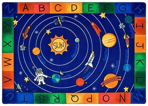 Vista 6 de Carpets for Kids 5412 Milky Play Literacy - Alfombra rectangular multicolor de 8 pies 4 pulgadas x 11 pies 8 pulgadas para aula