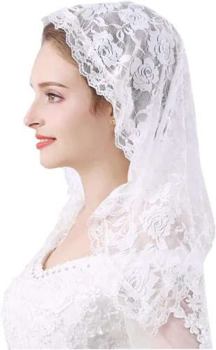 Vista 35 de Velo de mantilla de encaje suave y cómodo, 7 colores, estilo español, velo de encaje, cubierta de cabeza, forma de D