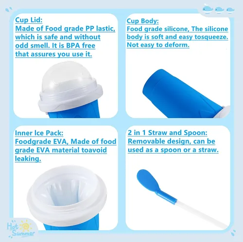 Vista 5 de REGNBUE Slushy Maker - Vaso mágico para hacer jugo, leche, yogur, helado, taza refrescante con tapa y popote para niños, amigos, familia