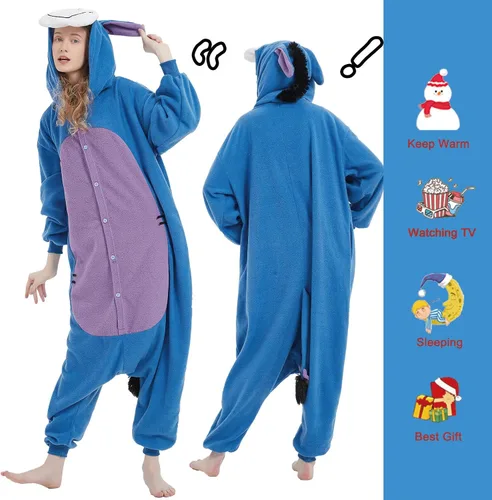 Vista 4 de SWEETXIN Pijama unisex para adultos y niños, para Halloween, Navidad, ropa de dormir, traje de cosplay para mujeres y hombres