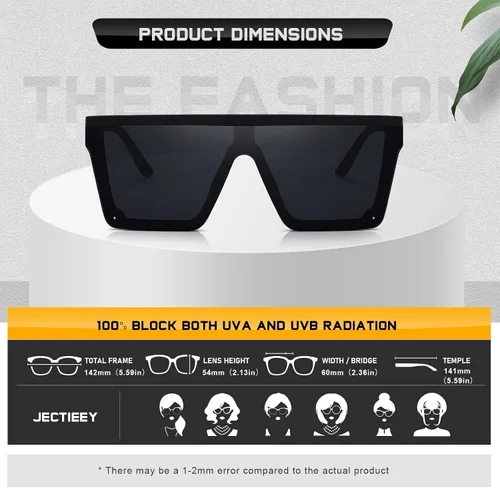 Vista 5 de Jectieey Oversized Square Sunglasses for Women Men Trendy Flat Top Sun Glasses Siamese Shades UV Protection