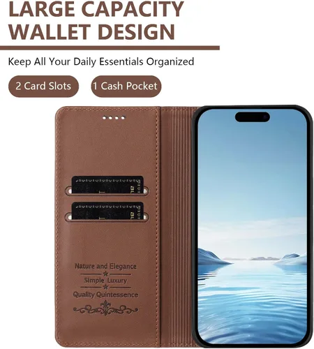 Vista 5 de Butterfly Embossed Leather Wallet Flip Case for Motorola Moto E22i 4G, Magnetic Closure, RFID Blocking Cover, Card Holder Brown.