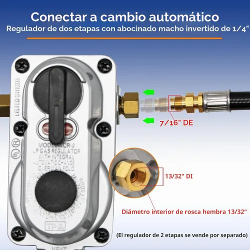 Vista 3 de Conector de manguera de propano Flame King para cámper Pigtail, 12 pulgadas