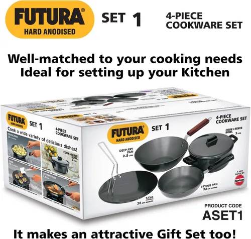 Vista 4 de Futura - Juego de utensilios de cocina anodizados duros, 4 piezas (LS1)