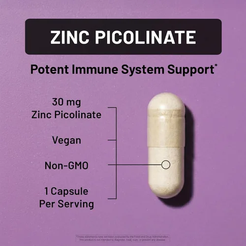 Vista 3 de NatureWise Picolinato de zinc - Suplemento de zinc de alta absorción de 30 mg para apoyo inmunológico + salud de la piel, vegano, sin OMG, sin