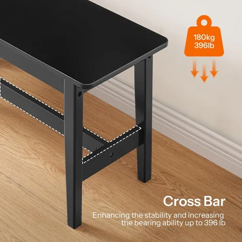 Vista 8 de HOOBRO Banco de comedor de bambú de 39.3 pulgadas, banco de mesa de cocina de granja, muebles de cocina y sala de estar, fácil de montar, resistente