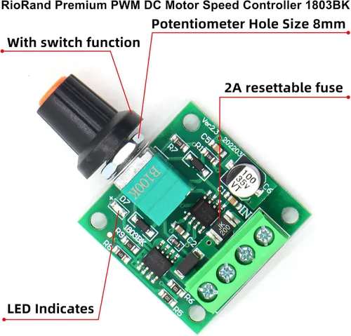 Vista 3 de RioRand RR-PWM-15V baja tensión DC 1.8v 3v 5v 6v 12v 2a controlador de velocidad del motor PWM
