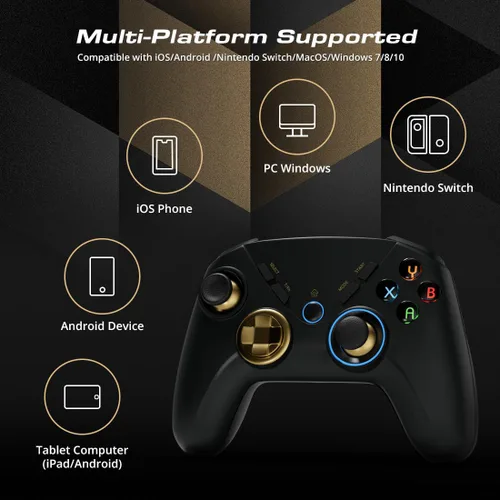 Vista 2 de PC Wireless Controller, Bluetooth Gaming Controllers for Windows, Steam, Laptop, Tablet, iPad, Switch, and Smart TV, with Dual Vibration, 6-Axis