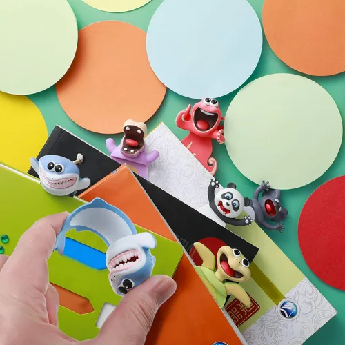 Vista 2 de Zonon 6 piezas de marcadores de animales 3D divertidos para niños, conjunto de marcadores de animales de dibujos animados locos, geniales y lindos