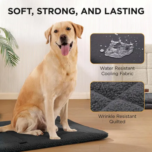 Vista 4 de Joydeco Colchoneta Reversible para Jaula de Perro de Perfil Bajo, Almohadilla Lavable para Perro con Vellón Ultra Suave, Diseño Compacto