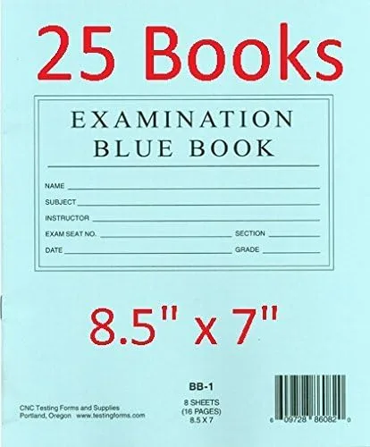 Vista 7 de TestingForms. com 8.5" x 7" libro azul examen 8 hojas 16 páginas 10 folletos