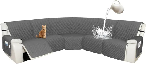 Vista 88 de Arfntevss Fundas de sofá modular reclinable, 100% impermeable, en forma de L, para sillón reclinable en forma de L, funda seccional lavable