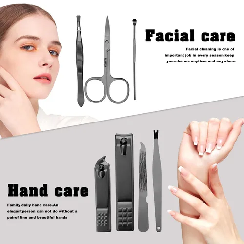 Vista 5 de NZKNP - Juego de manicura de viaje 7 en 1 con estuche, kit de aseo de uñas, herramientas para el cuidado, regalos del día del padre, regalos