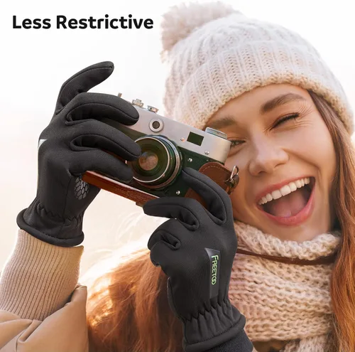 Vista 5 de FREETOO Winter Gloves for Women, 2022 Stylish Double Locking Thermal Running Gloves, Warm Waterproof Touchscreen Driving Gloves