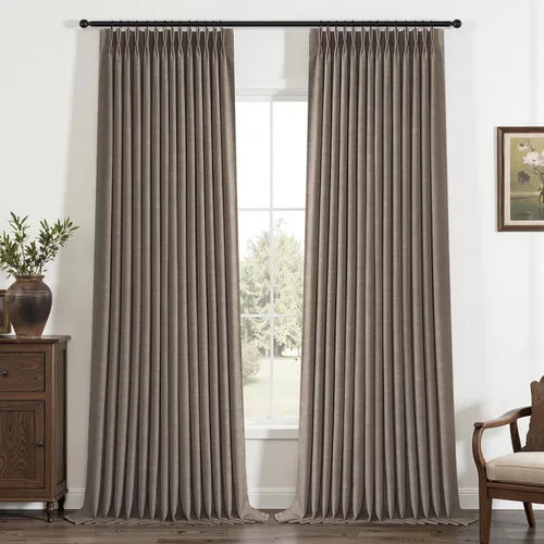 Vista 49 de Topfinel - Cortinas opacas plisadas de 96 pulgadas para dormitorio, 2 paneles Natural
