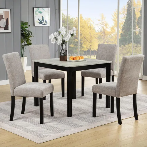 Vista 14 de Harper & Bright Designs Juego moderno de mesa de comedor de 5 piezas de madera para 4 - Mesa de cocina cuadrada pequeña de 34.5" y sillas